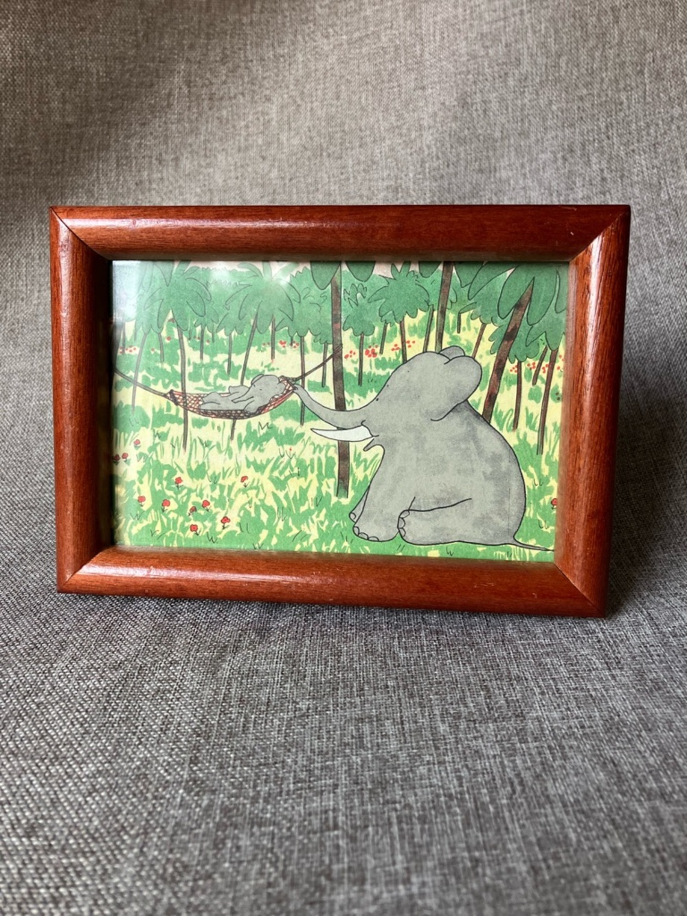 5x7 Framed original 1938 Babar Book Illustration — NOT a reproduction